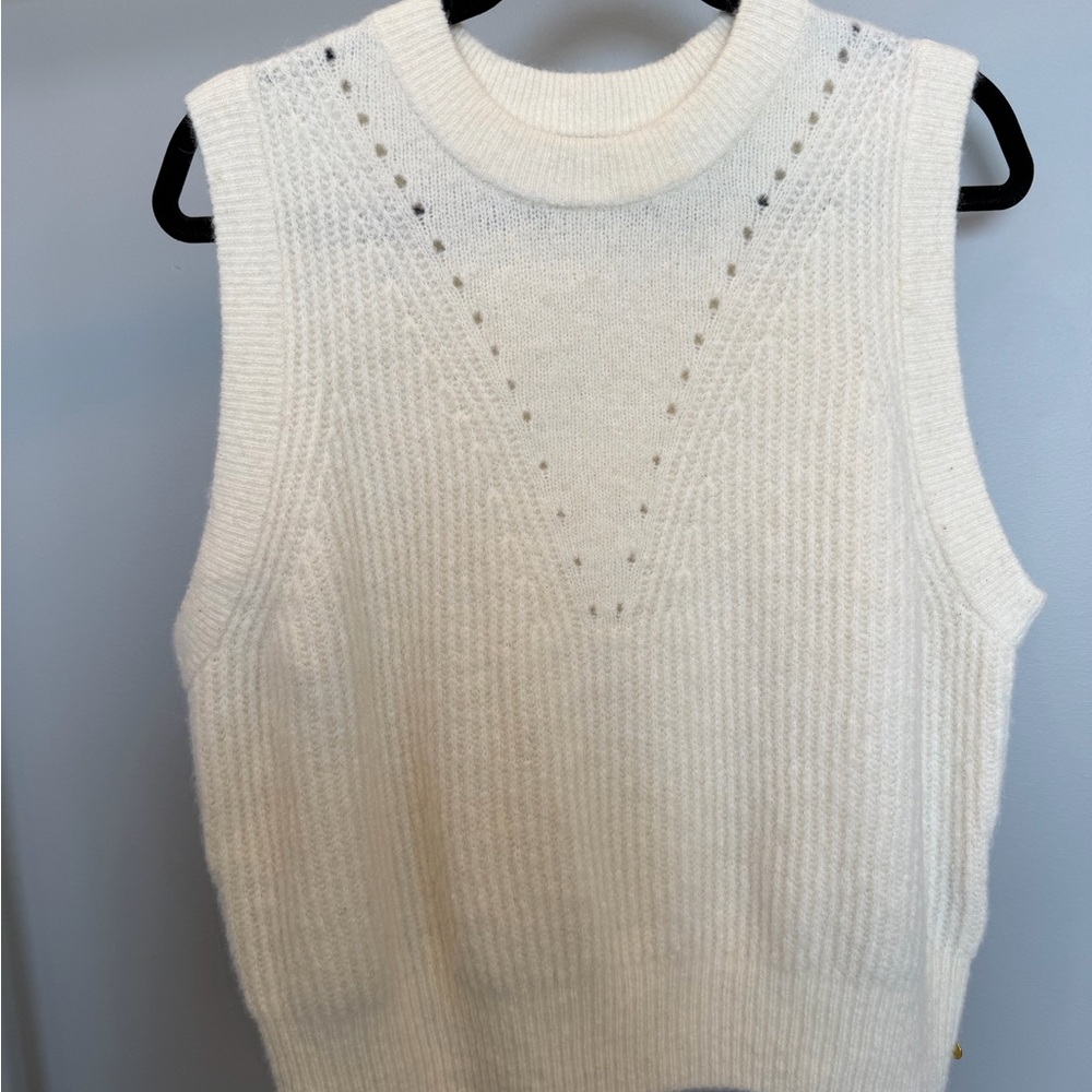 Scotch & Sode Cream Knit Sleeveless Sweater Vest - M